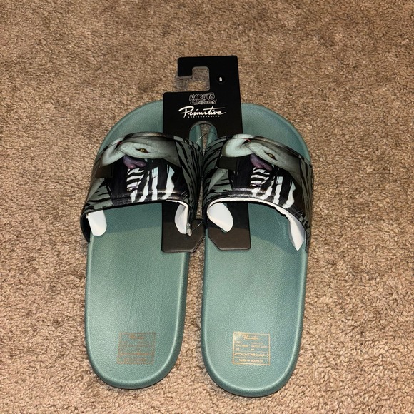 Primitive x Naruto Serpent Slides Sage Green‎ Anime Mens Size 8 - Picture 3 of 7
